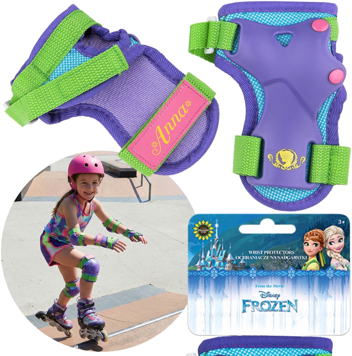 DISNEY Frozen SKATE beschermers voor de polsen van kinderen voor rolschaatsen skates skateboards Groen