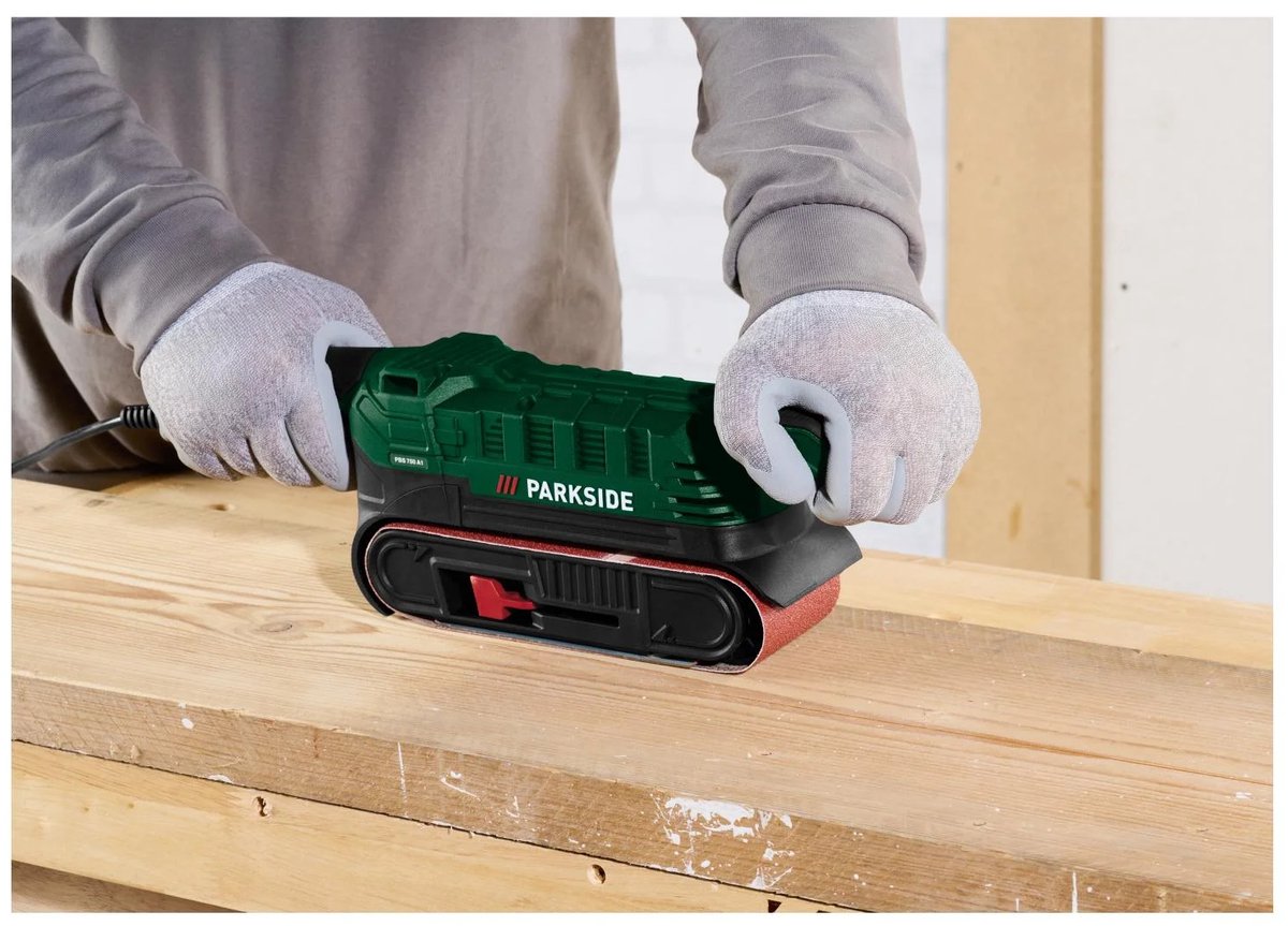 PARKSIDE® Bandschuurmachine 750 W - Met geïntegreerde afzuigfunctie - Snelheid: 200-350 m/min - Schuurband: 7,5 x 53,3 cm - Schuur hout, metaal, kunststof en meer eenvoudig en nauwkeurig met deze veelzijdige bandschuurmachine – foto 7