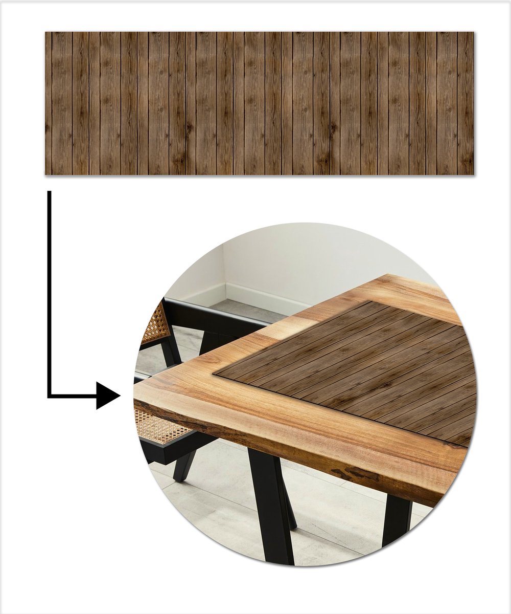 Tafelloper 150x50 cm - Tafelmat vinyl Hout - Natuur - Patronen - Tafeldecoratie - Tafelversiering - Keuken decoratie - Tafel versiering