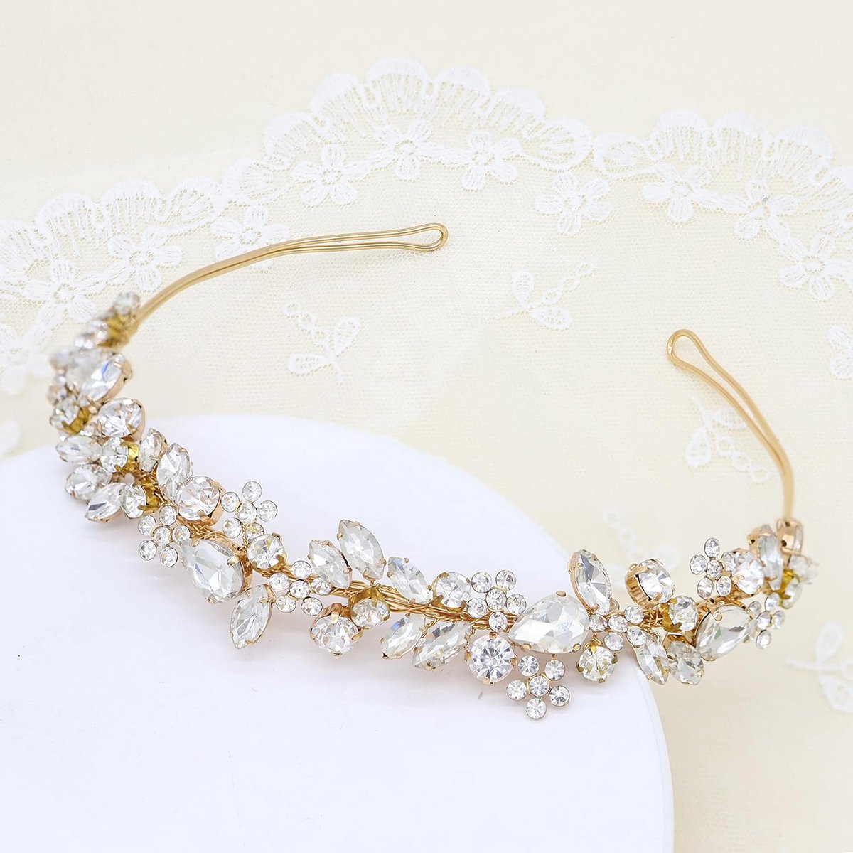 Luxe Kristallen Bruidshaaraccessoire Goudkleurig Handmade Feest Haarband