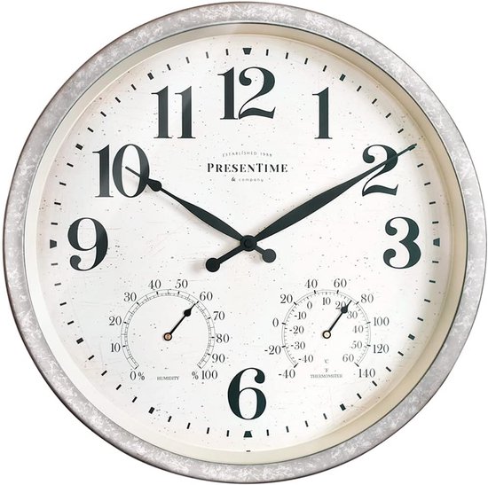 Homezone Garden Mile Westminster Tuinklok en thermometer van 25,4 cm met duurzame waterdichte klokken voor terras, keuken, woonkamer