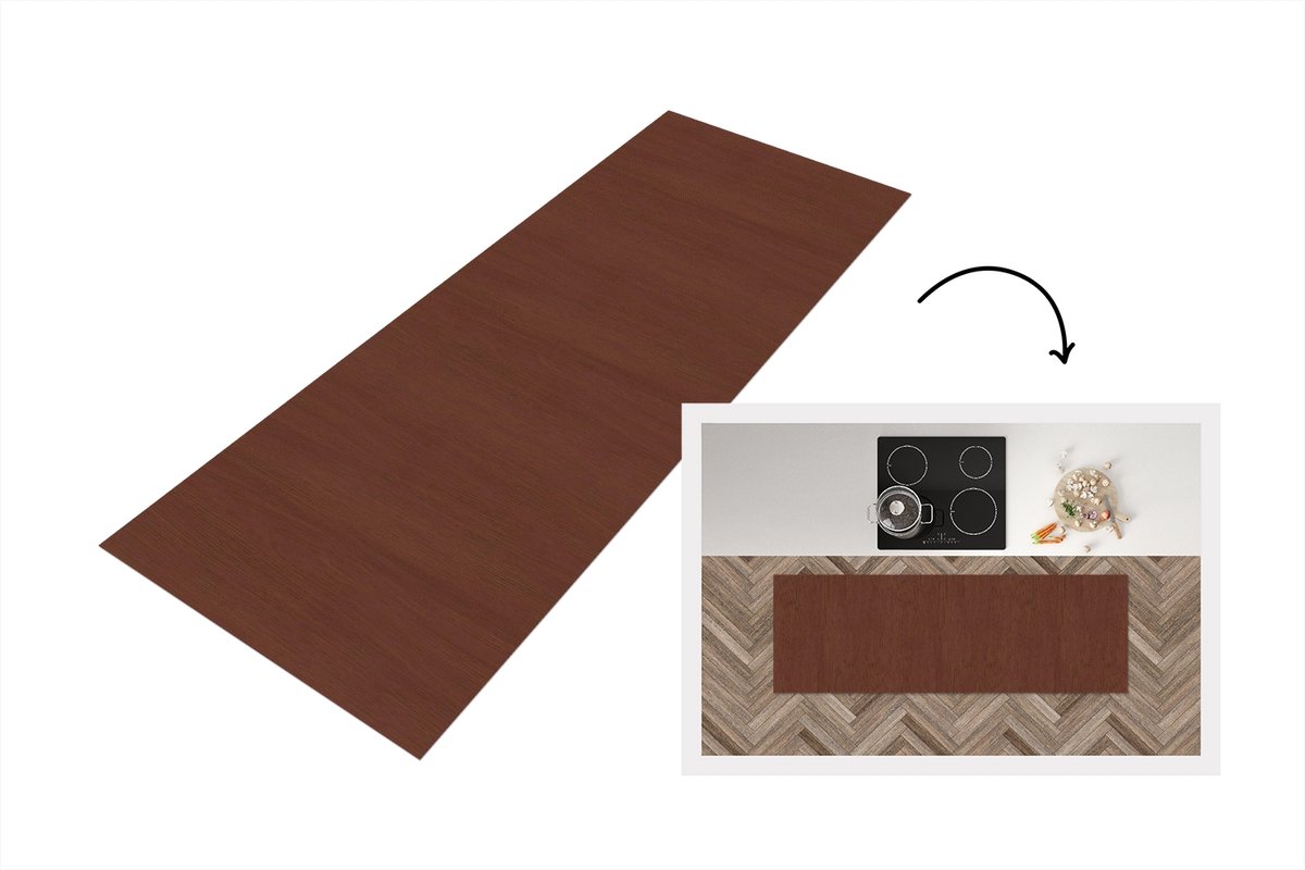 KitchenYeah Keukenloper 180x60 cm - Keukenmat vinyl Hout - Plank - Abstract - Patronen - Keukenmatten loper - Keuken vloerkleed tapijt