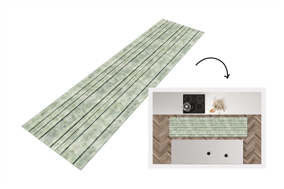 KitchenYeah Keukenloper 240x60 cm - Keukenmat vinyl Vintage - Hout - Patronen - Plank - Keukenmatten loper - Keuken vloerkleed tapijt Planken - Vintage