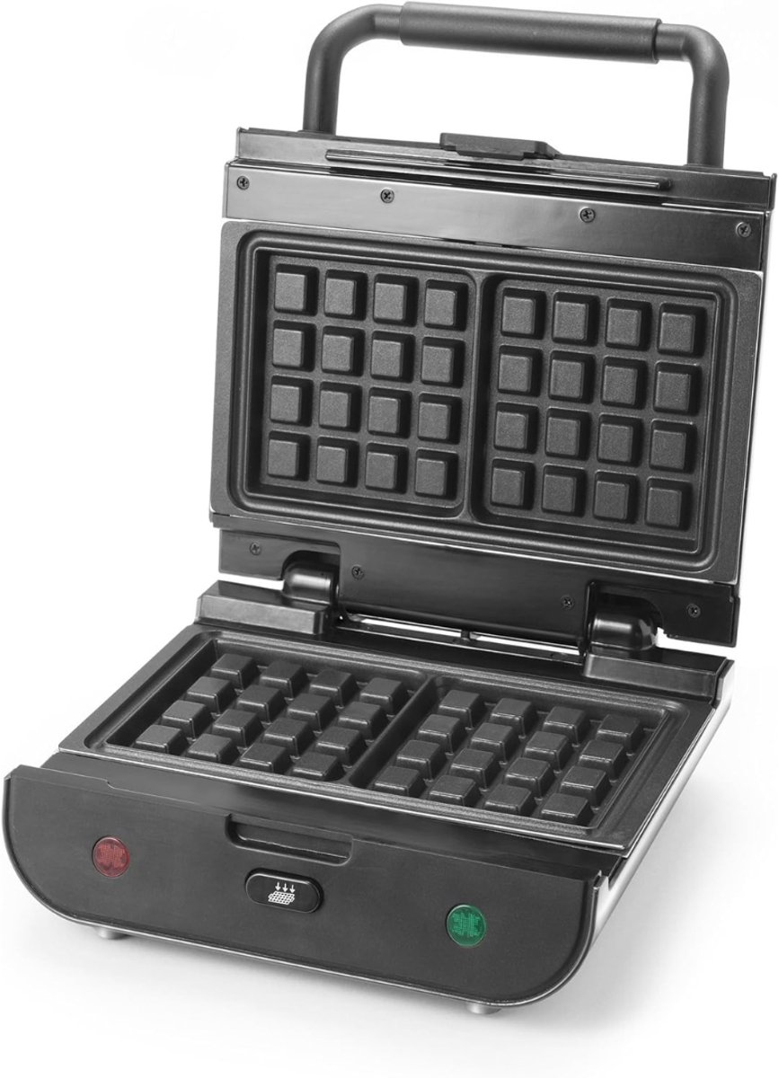 Aurixi® Wafelijzer met verwisselbare platen - Wafelijzer - Zilver - 29cm x 26cm x 12cm