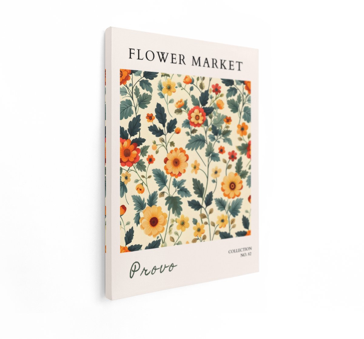 Artaza Canvas Schilderij Bloemen - 90x120 cm - Wanddecoratie Flower Market - Muurdecoratie