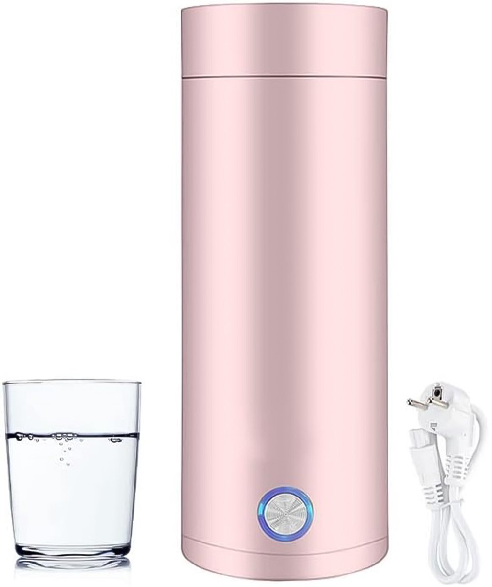 Draagbare Waterkoker - Heetwaterdispenser - Camping Waterkoker - Kleine Waterkoker - Reis Waterkoker - Mini Waterkokers - 400ML - Roze - 7,5 x 20,5 cm — afbeelding 2