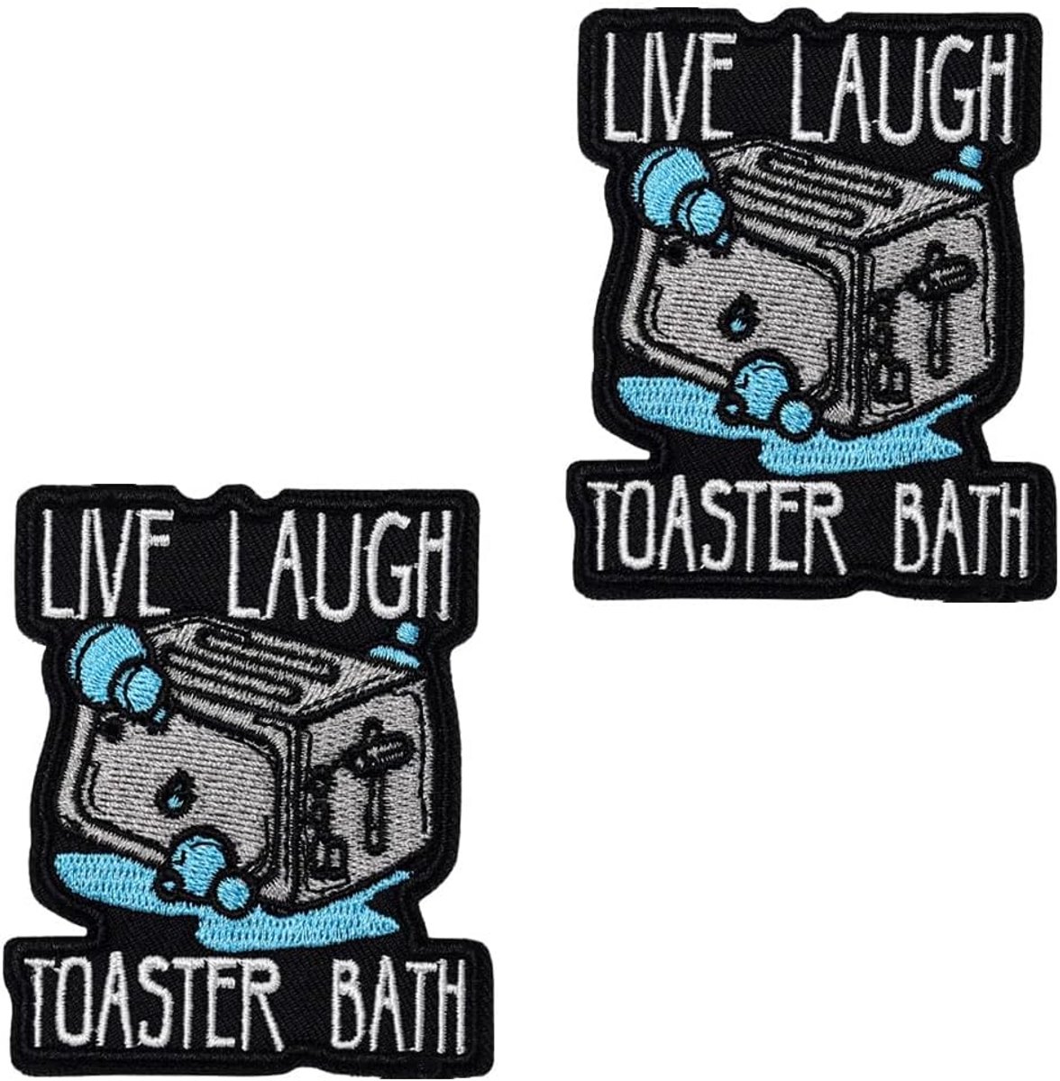 2x Brodeerbare Patches Set - Leef Lach Toast Bad Motief - Velcro Bevestiging - Decoratie voor Jas, Tas of Hoed