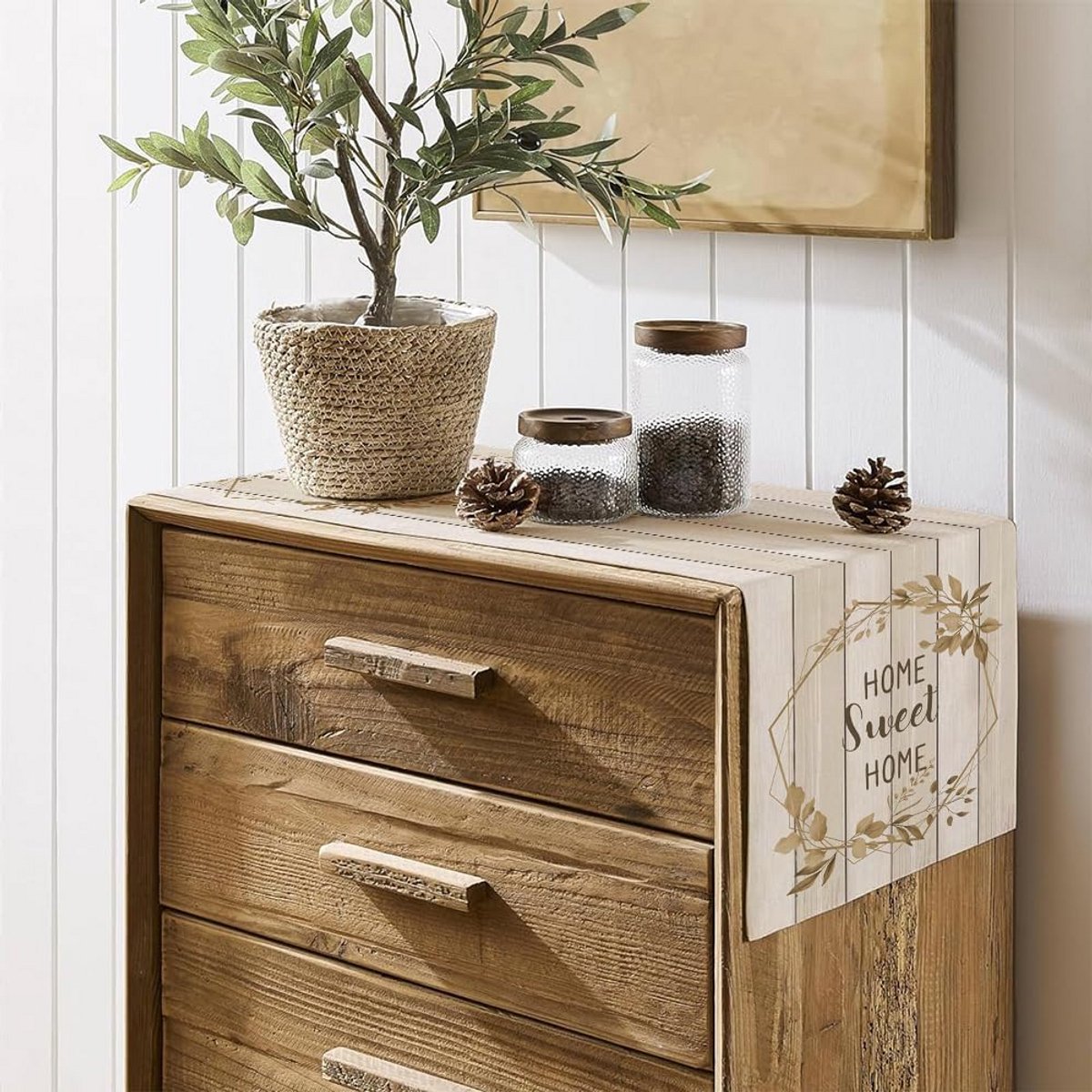 Beige Waterafstotende Tafelloper Outdoor - Linnenlook en Afwasbaar - 40x140 cm