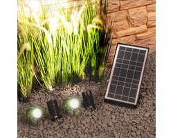 RexTech Solar tuinverlichting - Prikspot 'Double Twins' met afstandsbediening - Set van 4 stuks - IP65 - Buitenlampen op zonne-energie - Zwart
