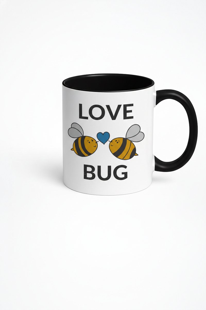 Schattige Love Bug Mok met Bijen en Hartje - Uniek Cadeau voor Liefde