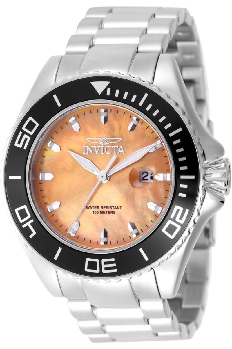 Invicta Pro Diver 49641 Heren Horloge - Waterdicht - Analoog - Quartz Uurwerk - Roestvrij Staal met oranje Wijzerplaat - 48mm
