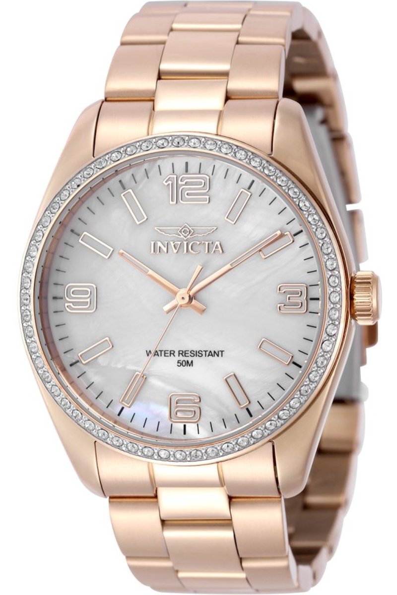 Invicta Specialty 50136 Dames Horloge - Waterdicht - Analoog - Quartz Uurwerk - Roestvrij Staal met witte Wijzerplaat - 38mm