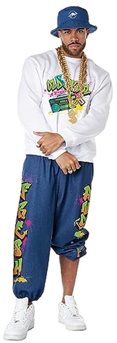 90s Hip Hop Kostuum voor Heren - Blauw - XL