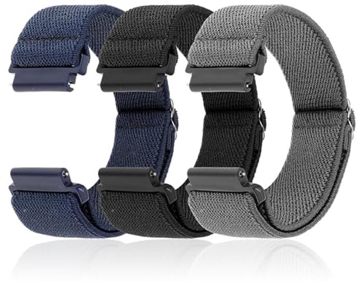 3 Stuks Elastische Smartwatch Band - Vervangbare 20mm Nylon Sportbanden
