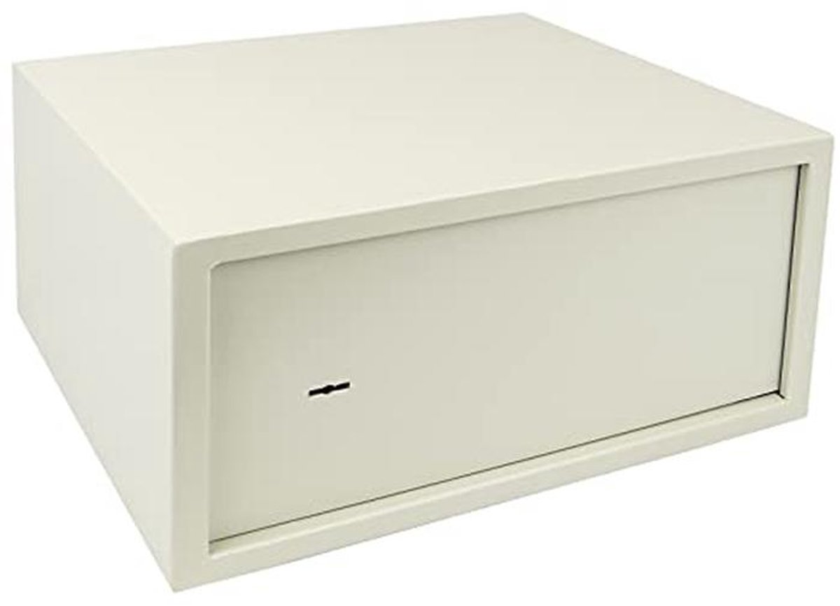 Stalen kluis met sleutels - 44 x 38 x 23 cm - Beige