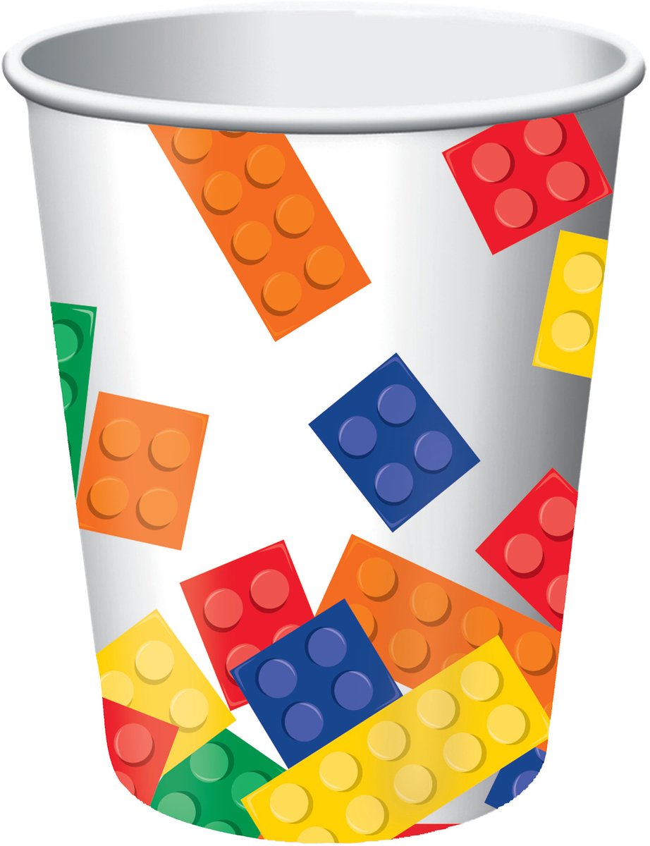 Witbaard Feestbeker Block Party Junior Karton 266 Ml Wit 8 Stuks