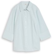 Tom Tailor - Plus Size - Overhemdblouse met streepjesmotief - Maat 54 - blue haze white thin stripe