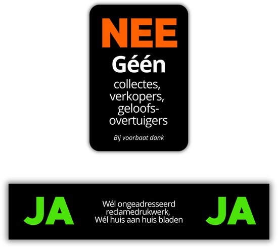Ja Ja Brievenbus Sticker + Geen Collectes en Verkopers Sticker ...