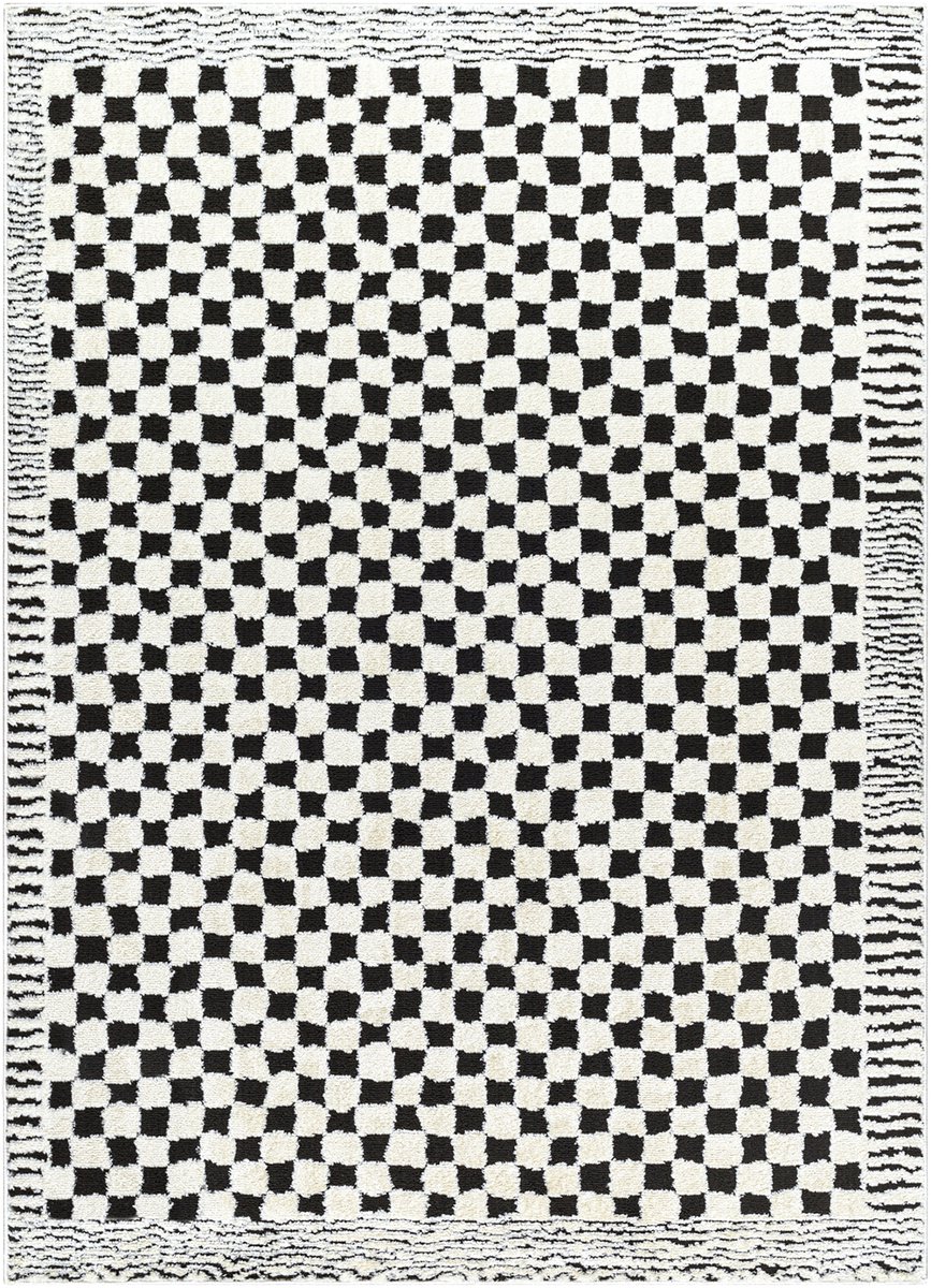 SURYA - EKTA Modern Zwart Tapijt met Schaakbordpatroon