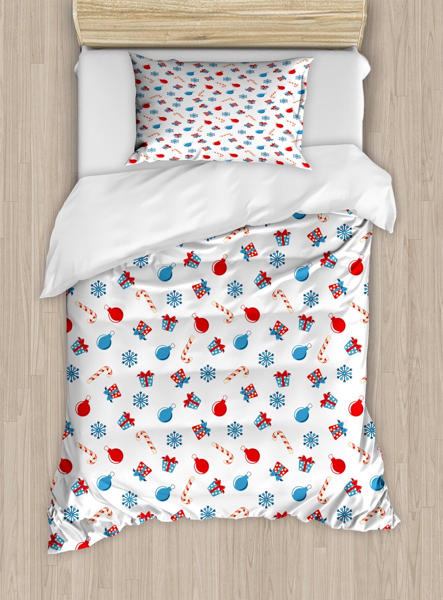 ABAKUHAUS Kerstdekbedovertrekset voor eenpersoonsbedden, Kerstkegelversieringen, inclusief kussensloop, 130 x 200 cm