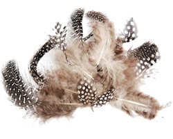 Rayher hobby kleine decoratie dons veren/veertjes - 40x stuks - zwart/wit/bruin mix