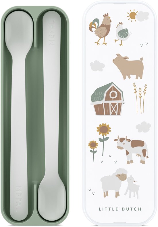 Mepal Mio babylepel – Set van 2 – Lange steel – Kinderservies – Little Farm