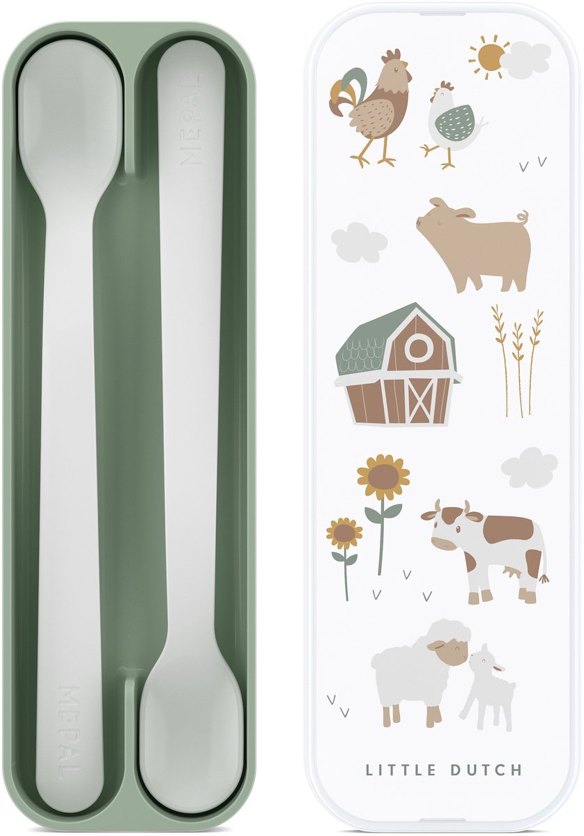 Mepal Mio babylepel – Set van 2 – Lange steel – Kinderservies – Little Farm