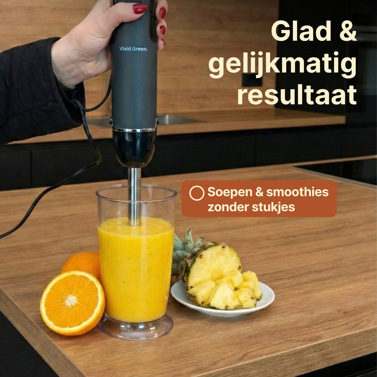 Staafmixer 5-in-1 Set - 1000W - Vaatwasserbestendig - Incl. Hakmolen, garde, melkopschuimer & Maatbeker - 12 Snelheden + Turbofunctie - Zwart - Vivid Green – foto 5