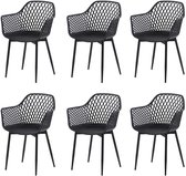 EGGREE Set de 6 chaises de jardin avec accoudoirs - chaises longues - Chaises de jardin - Charge maximale : 120 kg - Noir