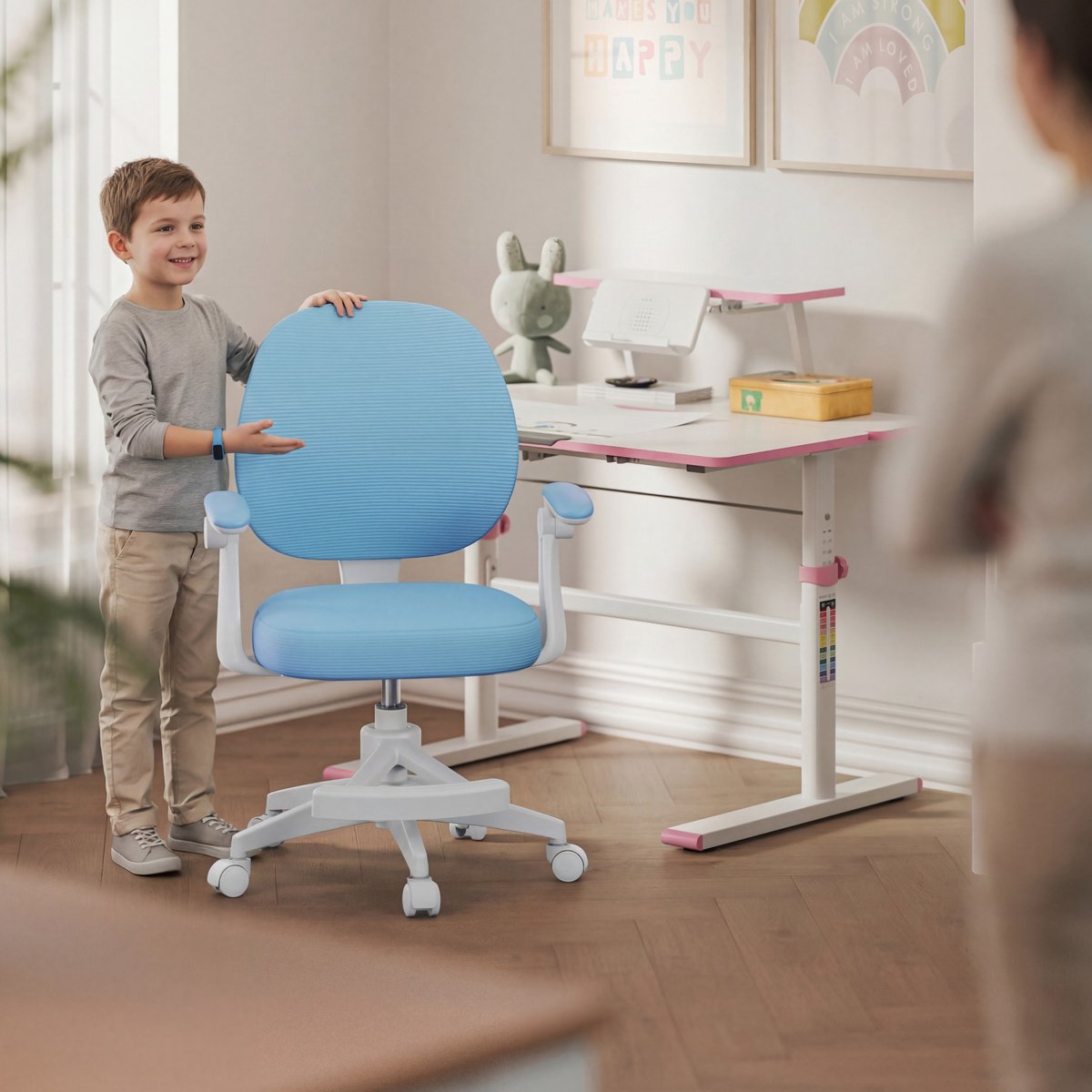 Mark Adler Junior 3.1 Kinderbureaustoel – Ergonomische Draaistoel voor Kinderen - Verstelbaar & Comfortabel - Blauw thumbnail 4