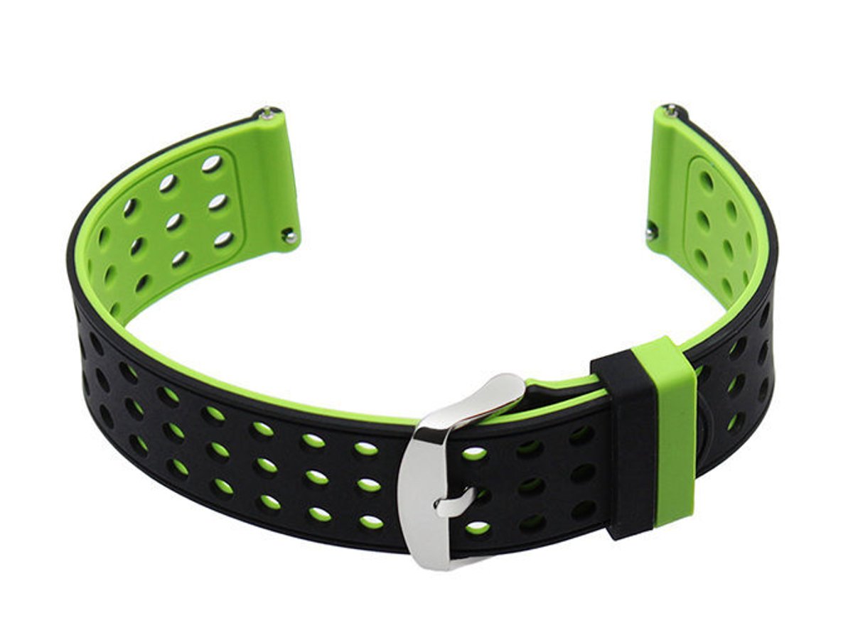 U12 Rubber Horlogeband Zwart-Groen - 20mm