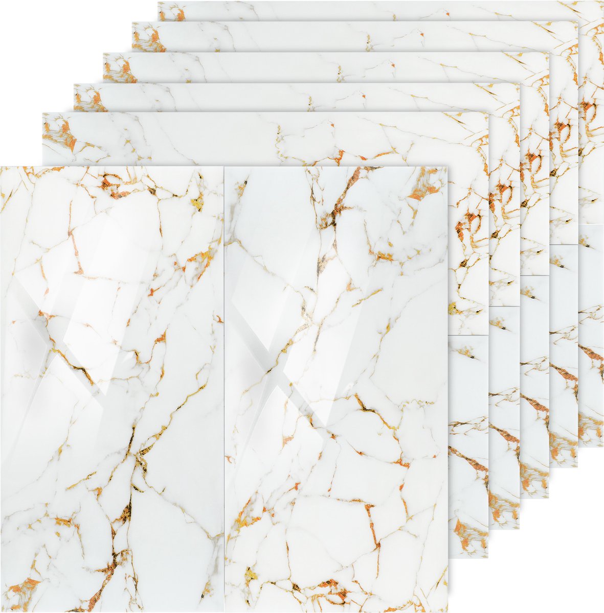 20 Stuks Zelfklevende Marmer Tegelfolie 60x30 cm - Waterdicht & Met Beschermende Aluminium Laag | Plak-en-Klaar Muurfolie voor Badkamer en Keuken,grijsachtig geel
