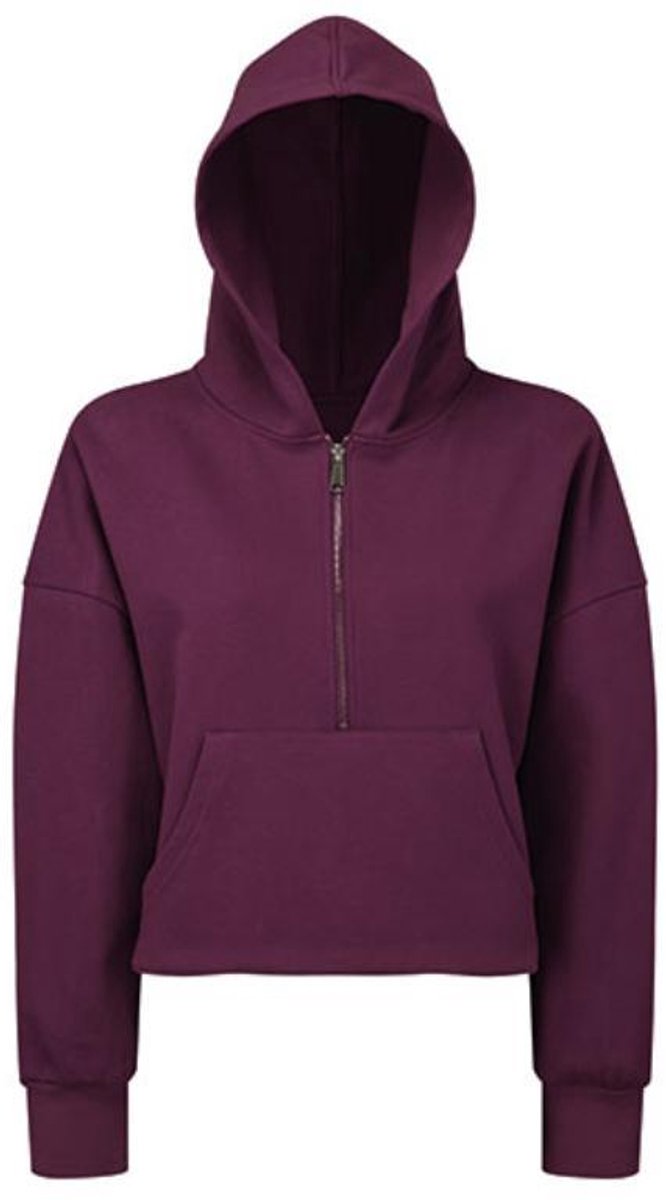 TriDri - Dames Hoodie met halve Rits - Mulberry maat XS