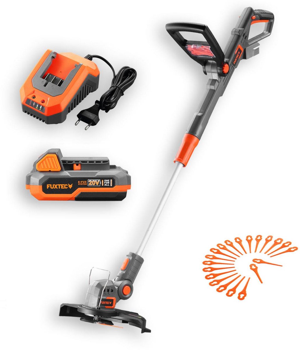 Bol.com FUXTEC grastrimmer met accu 20V FX-E1RT20 Elektrische bosmaaier incl. 2Ah Li-Ion accu & lader - maaibreedte 25 cm aanbieding