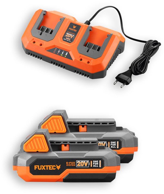 Accu grasmaaier 40V (2X20V) - FUXTEC FX-E1RM20 - breedte 33cm 2 accu's Li-Ion 2Ah, dubbele lader 2,4A, vultrechter 35L