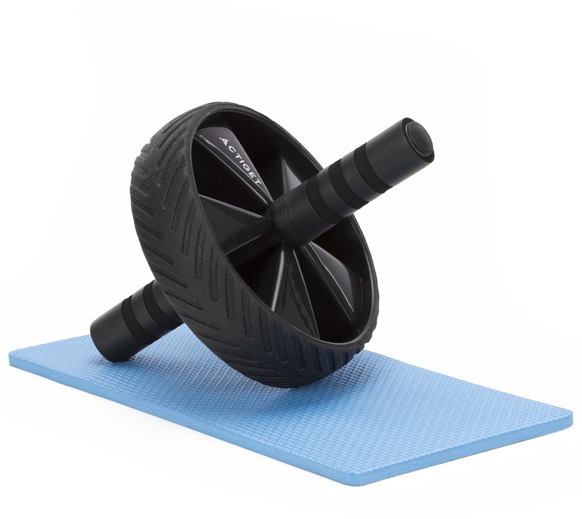 Actiget® Buikspierwiel | AB Wheel | Buikspierroller | Inclusief Kniemat | Zwart/Blauw