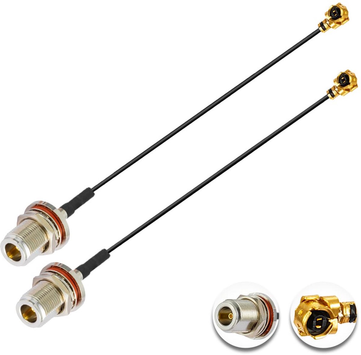2 Stuks U.FL naar N-Type Female RF Coaxiale Kabel - 20cm Pigtail voor WiFi Router en PCIe Kaarten