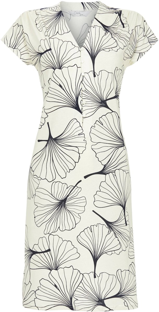 Ringella Elegant nachthemd ginkgobladeren - Wit - Maat - 38