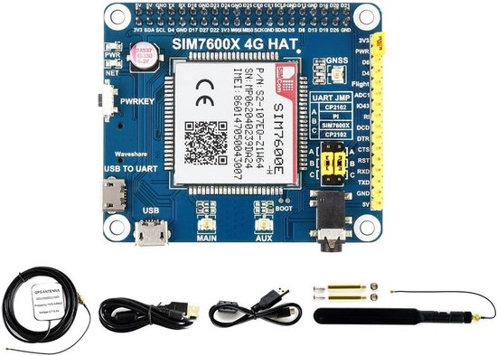 4G/3G/2G LTE CAT4 Communicatie & GNSS GPS Module voor Raspberry Pi 4 en Jetson Nano