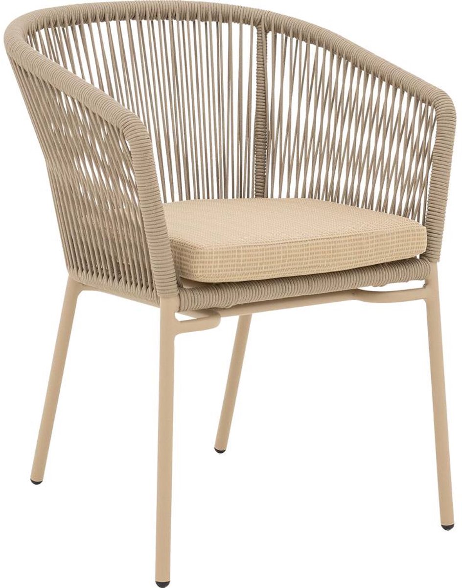 Goossens Tuinstoel Ravello - Buitenstof - beige - 60 x 77 x 59 cm - Stapelbaar