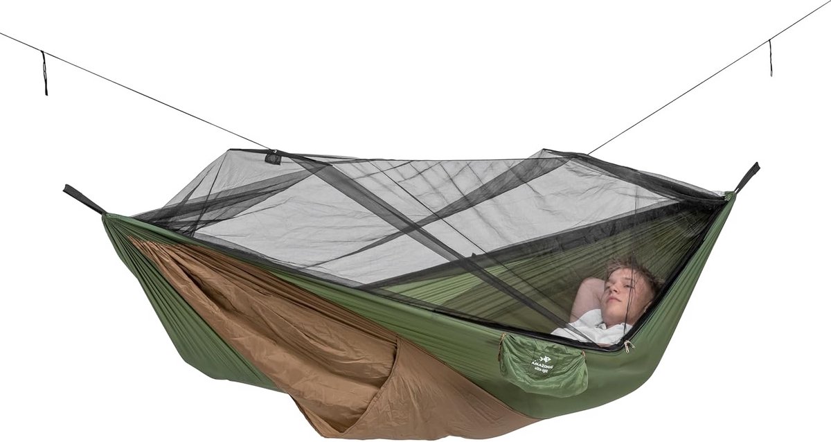 Ultralichte Hangkmat voor Buiten - Incl. Muggennet & Thermovak - 275x140 cm