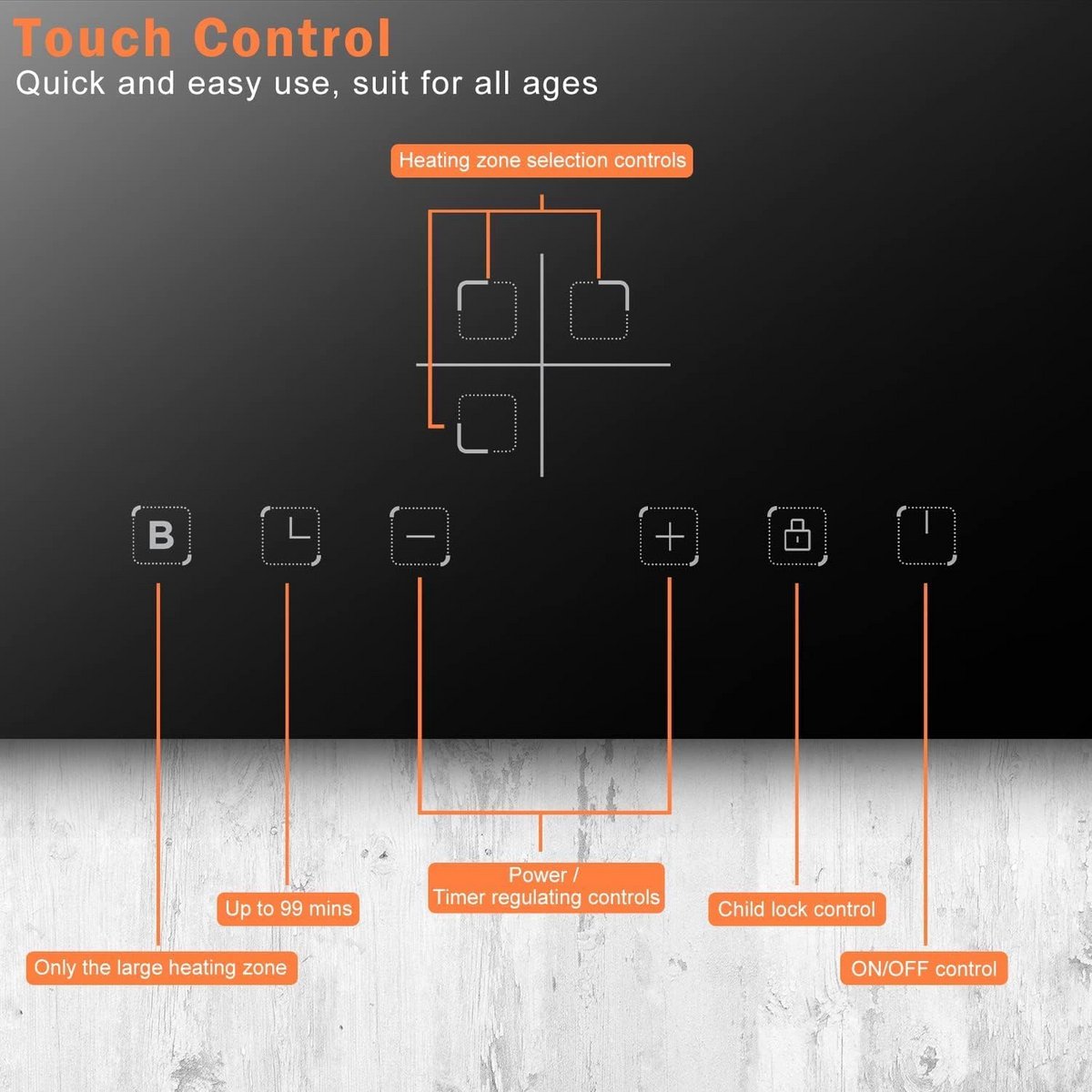 Inbouw Inductiekookplaat 60 cm met 3 Zones en Timer