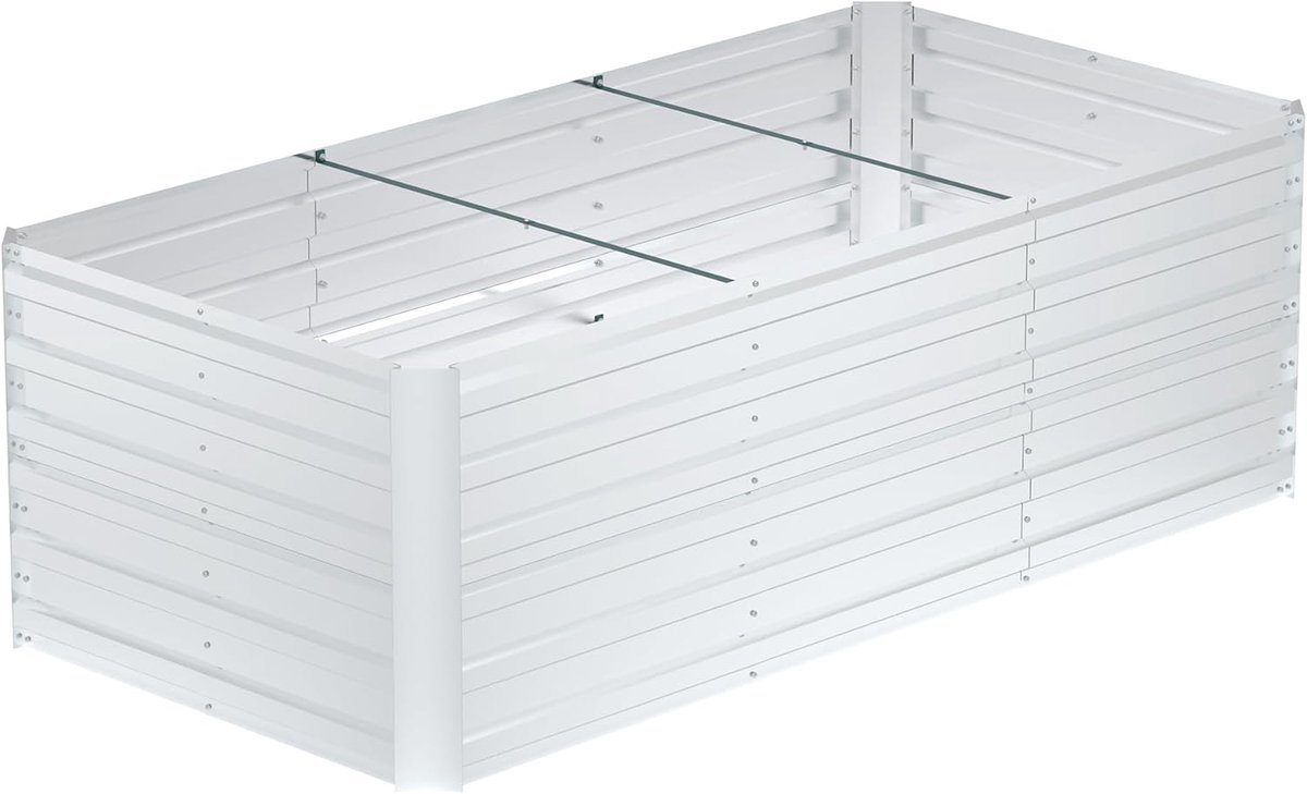 180x90x58cm Zilver Metalen Bloempot voor Verhoogde Bloembedden, 975L Verzinkt Staal, Rechthoekig Plantenbed om Zelf te Bouwen, Outdoor Plantenbak voor Groenten/Bloemen/Fruit/Kruiden, NAIZY