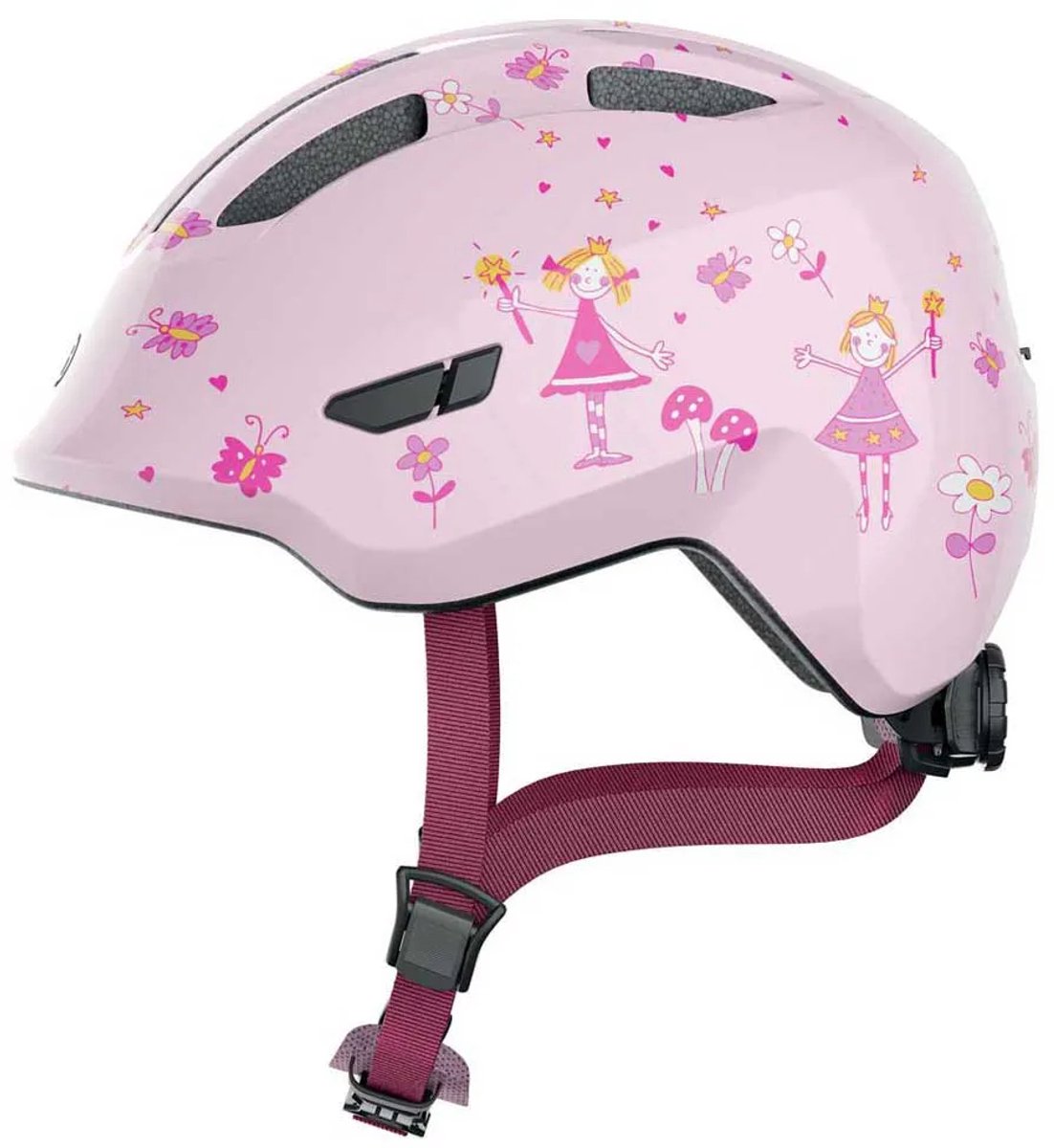 Fietshelm ABUS SMILEY 3.0 rose princess M - 50-55 cm - pink - Geschikt voor gebruik op kinderfietsen - 240 g