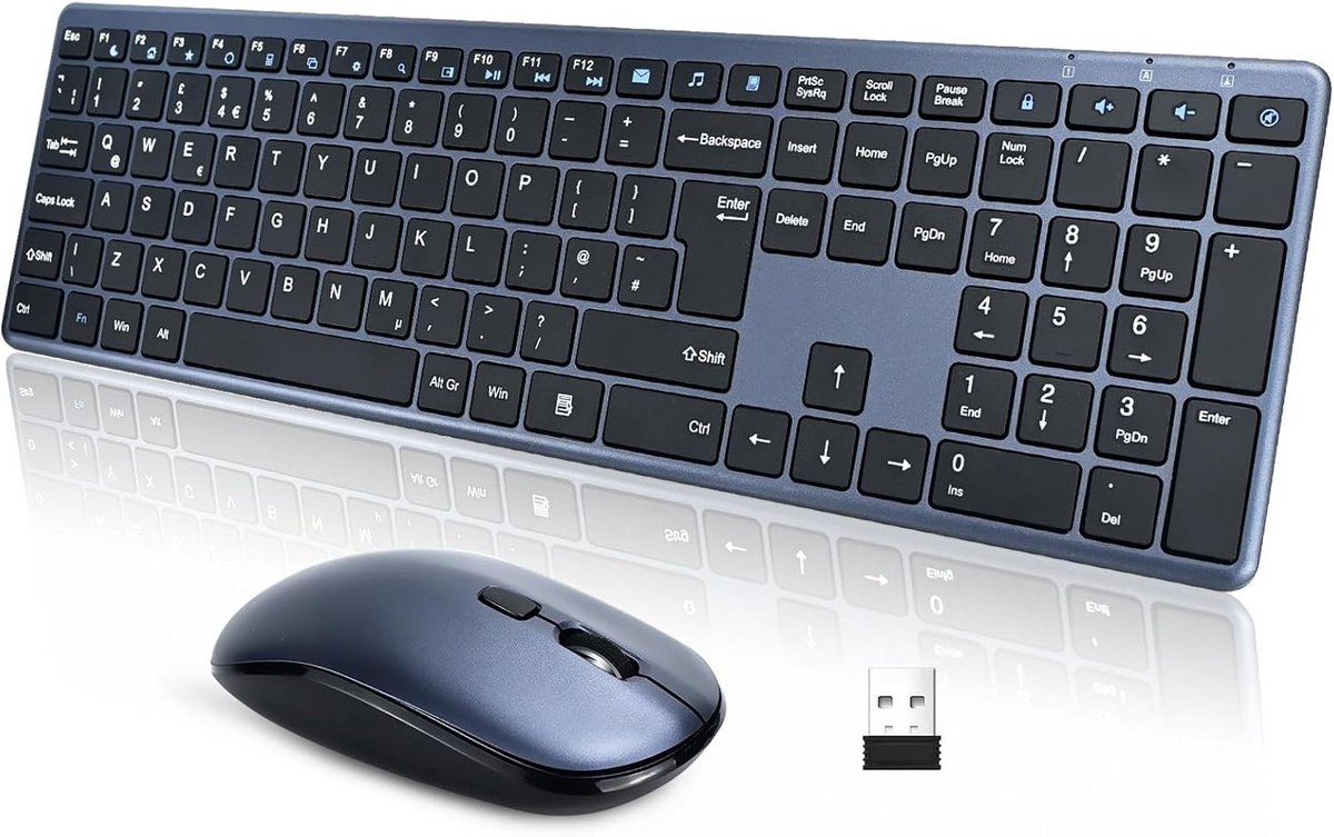 Draadloos Toetsenbord en Muis Combo USB Stille Ultra Dunne Set