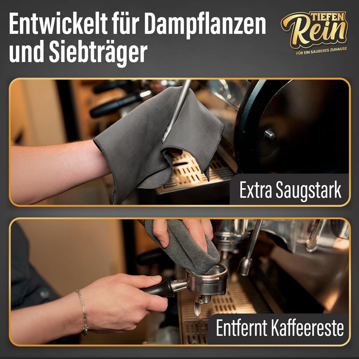 Set van 2 Professionele Microvezeldoeken voor Barista en Espressoreiniging