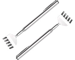 RVS Telescopische Rugkrabber Set van 2 - Draagbare Uitschuifbare Rugmassager met Hoofd- en Rugmassage, Verlichting van Jeuk
