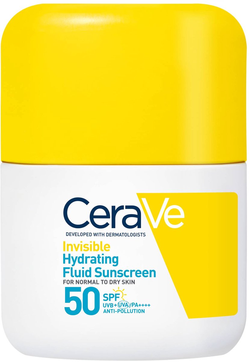 CeraVe Onzichtbare Hydraterende Zonnebrand Fluide SPF 50 - Met 3 essentiële ceramiden - Voor een normale tot droge huid - 50ml