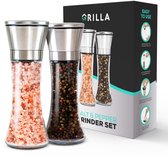 Grilla Peper en Zoutmolen Set - Zout en Peperstel - Zoutvaatje en Pepermolen - RVS - 17 cm