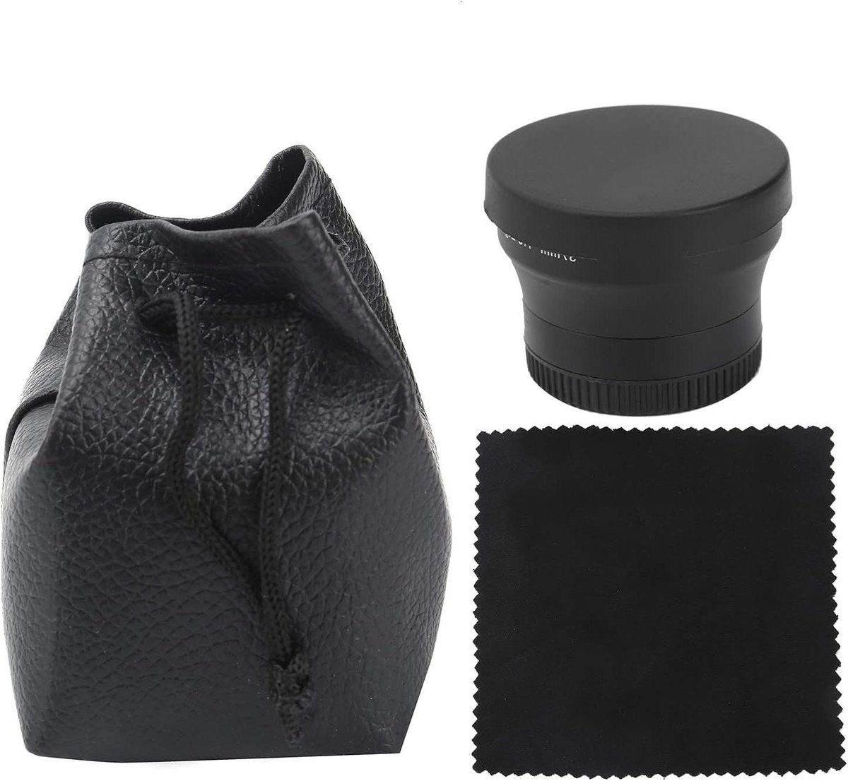 0,45x groothoeklens van legering en optisch glas voor 37mm cameralens, extra zwart met groothoekbereik